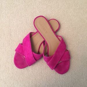 J. Crew Cora Pink Suede Crisscross Sandals